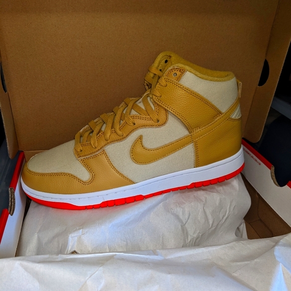 Nike Shoes - Nike High Dunk Wheat Gold & Safety Orange New In Box